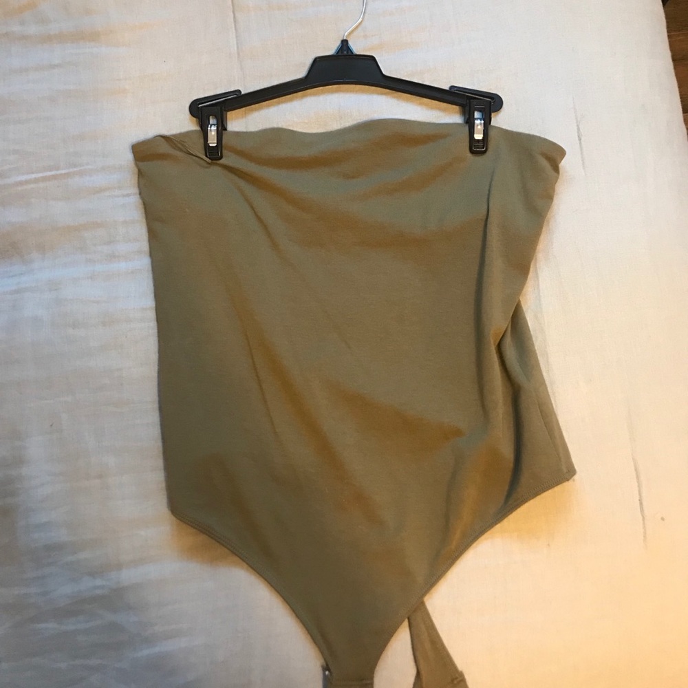 Express army green thong tube top